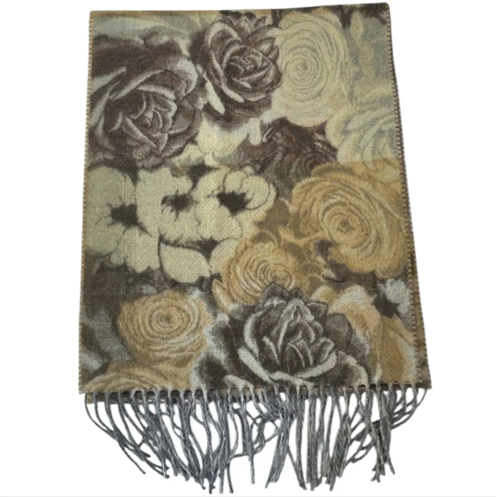 V.FRAAS  Cashmink Scarf  Women’s Softer Than Cashmere Floral beige/black 64